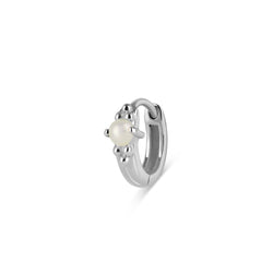 Pearl Beaded Huggie Hoop Earring Sterling Silver
