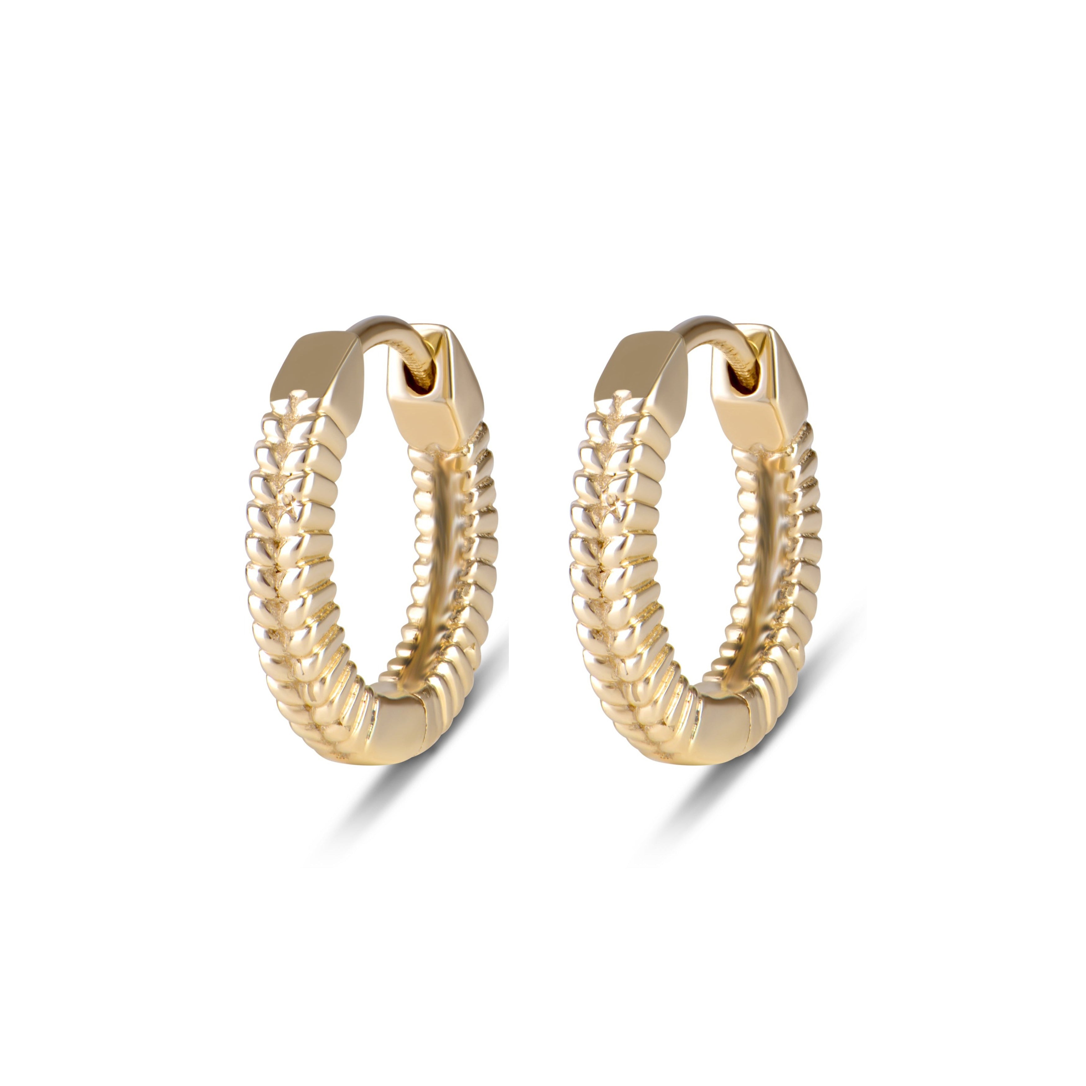 Leaf Huggie Hoop Earring Pair 9k Gold