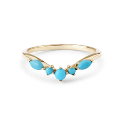 Limited Edition Turquoise Wishbone Ring 9k Gold