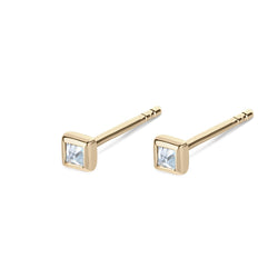 Aquamarine Square Stud Earring Pair 9k Gold
