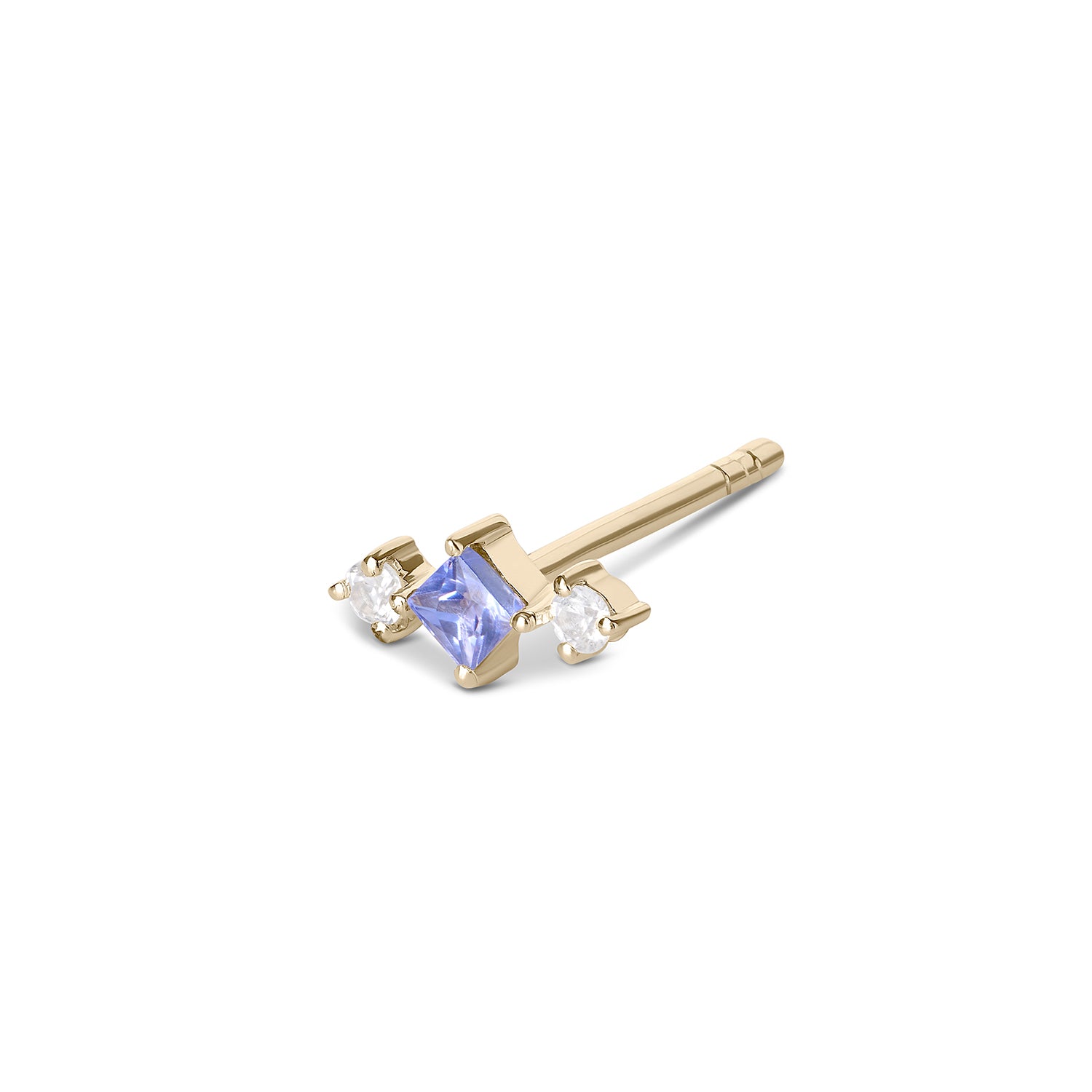 Tanzanite & White Sapphire Stud Earring 9k Gold