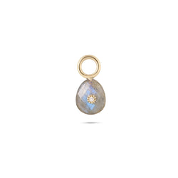 Labradorite & Diamond Earring Charm 9k Gold