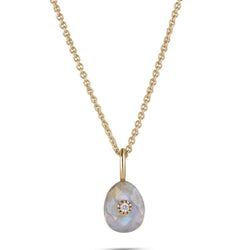Labradorite & Diamond Necklace 9k Gold