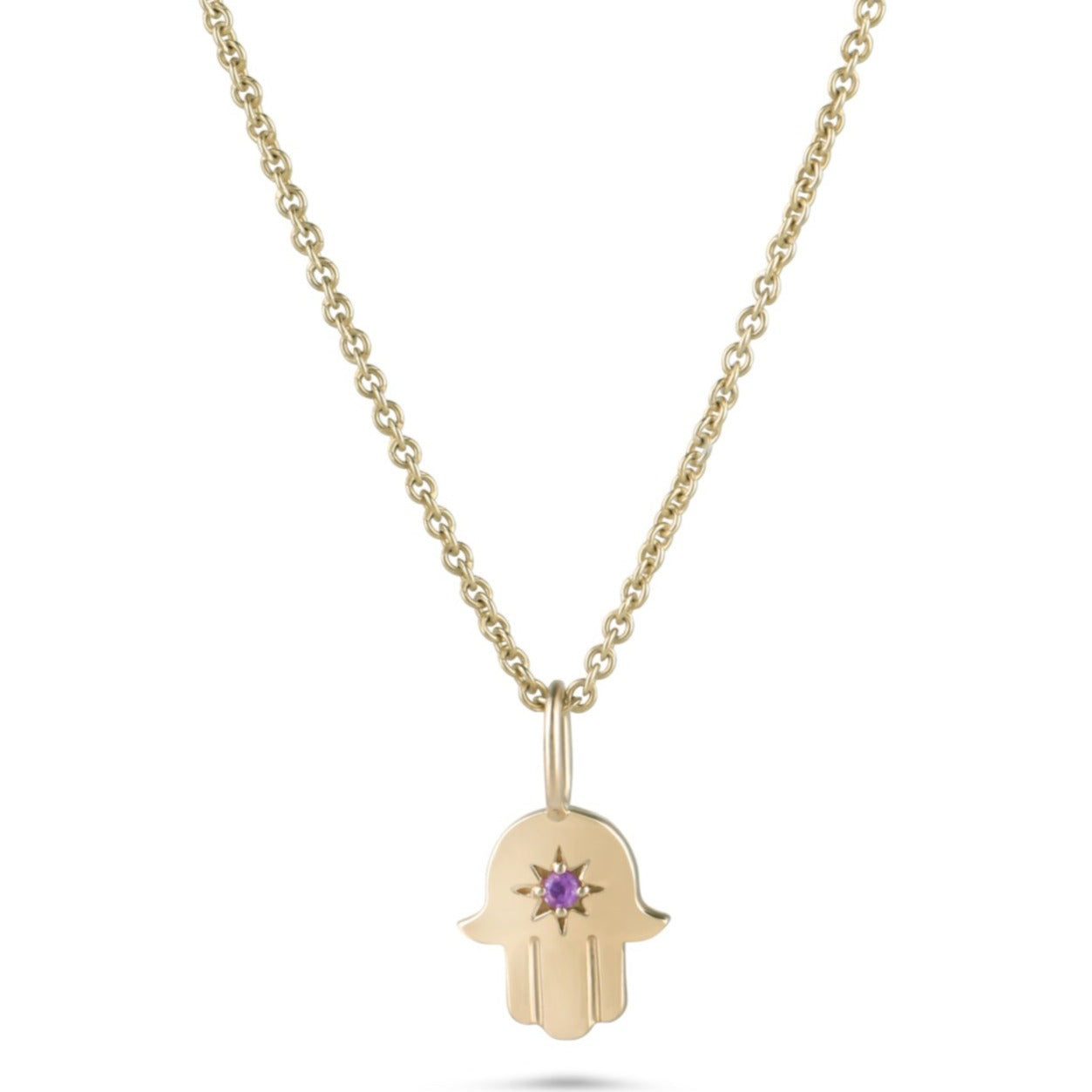 amethyst hand of fatima gold pendant