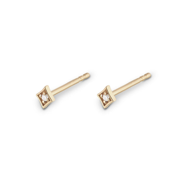 Diamond Star Stud Earring Pair 9k Gold