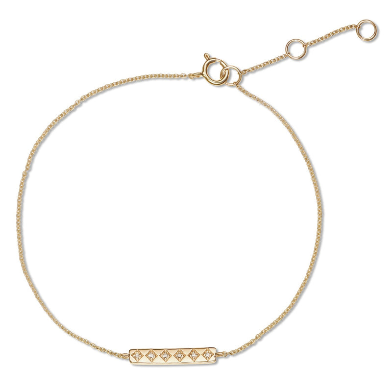 Diamond Bar Bracelet 9k Gold on white background