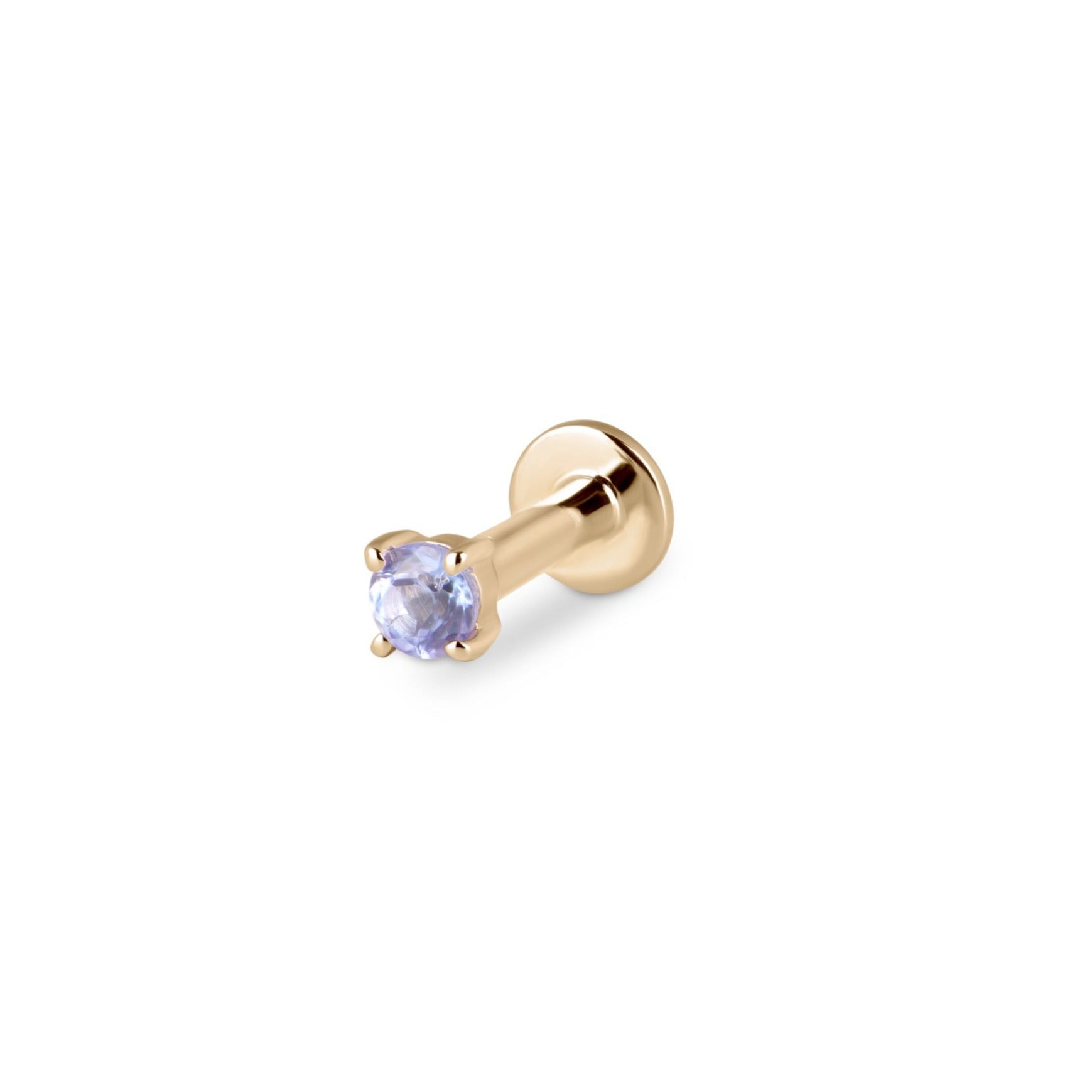 Mini Tanzanite Solitaire Flat Back Earring 9k Gold