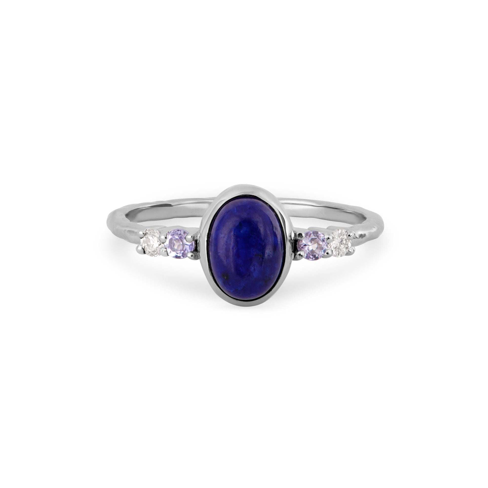 Lapis, Tanzanite & White Sapphire Ring Sterling Silver