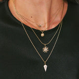 Moonstone & White Sapphire Sunburst Necklace 9k Gold