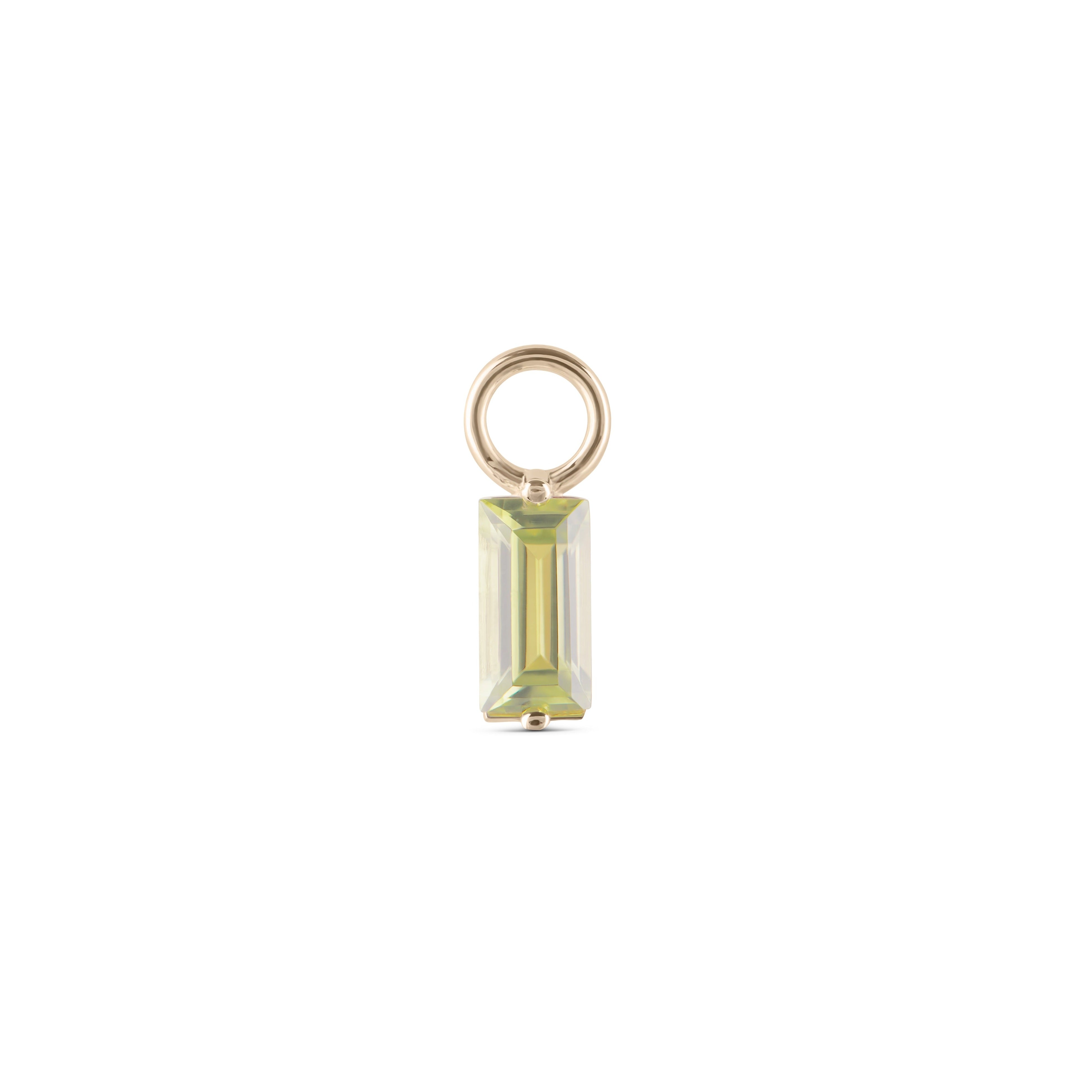 Peridot Baguette Earring Charm 9k Gold Sample