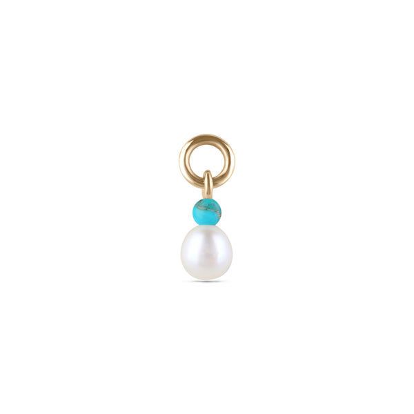 Pearl & Turquoise Earring Charm 9k Gold