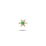 Diamond & Emerald Flower Flat Back Earring 9k Gold