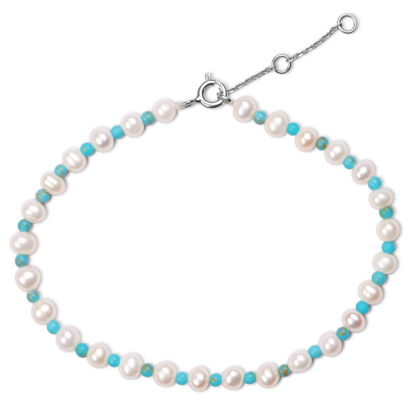 Pearl & Turquoise Bracelet Sterling Silver