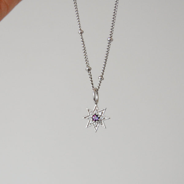 Mystic Topaz & White Sapphire Star Necklace Sterling Silver