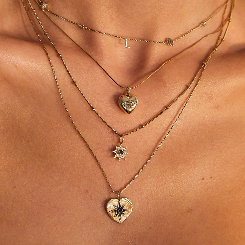 Limited Edition Labradorite & Diamond Heart Necklace 9k Gold