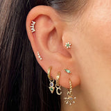 Emerald Marquise Beaded Flat Back Earring 9k Gold