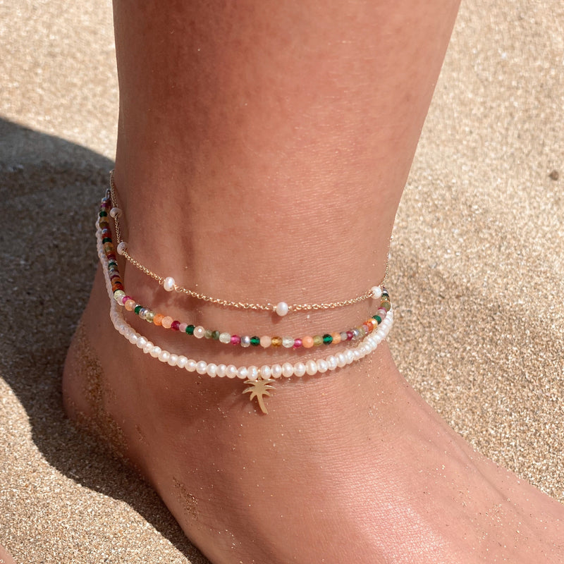 Pearl Chain Anklet 9k Gold