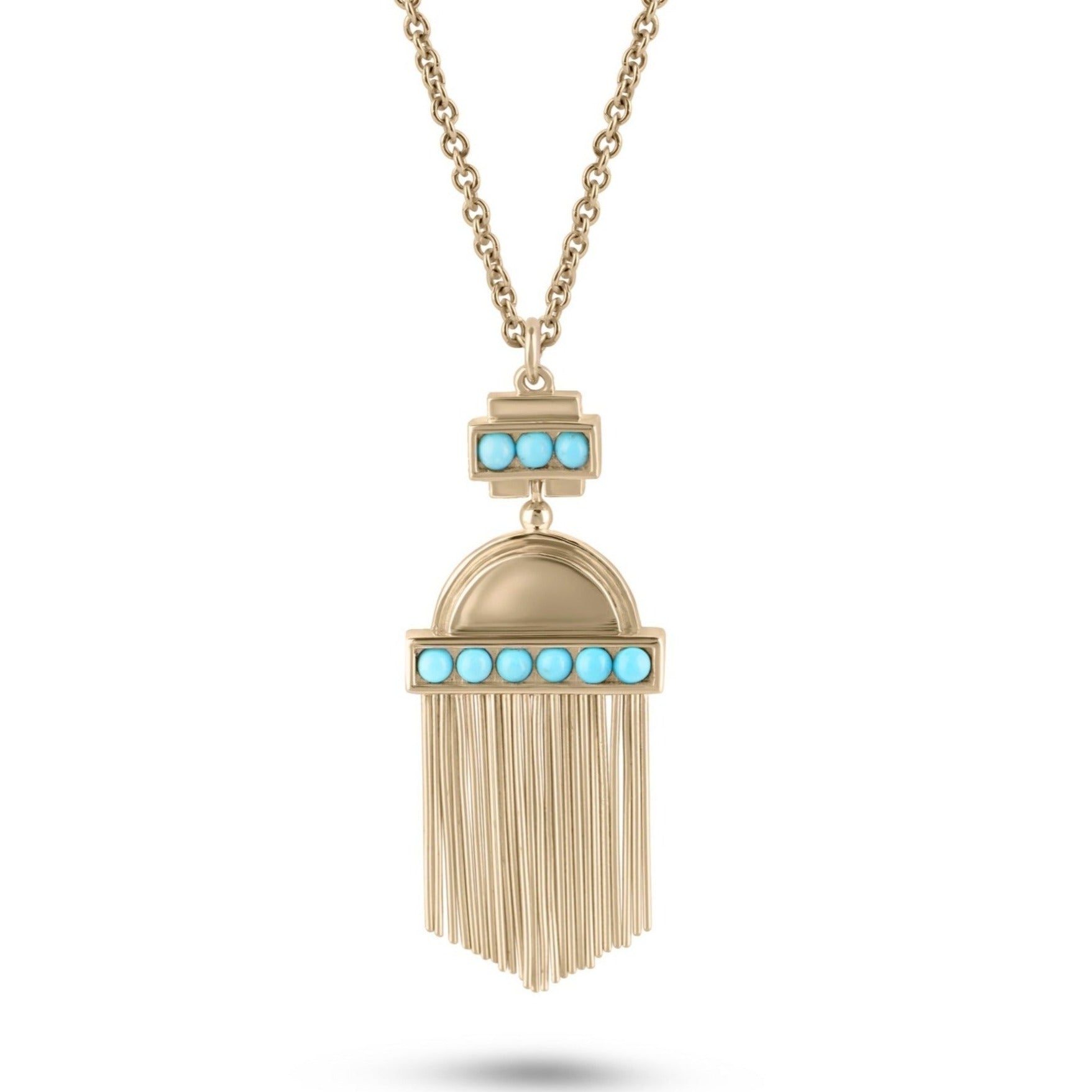 Limited Edition Aztec Turquoise Pendant 9k Gold