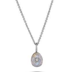 Labradorite & White Sapphire Necklace Sterling Silver
