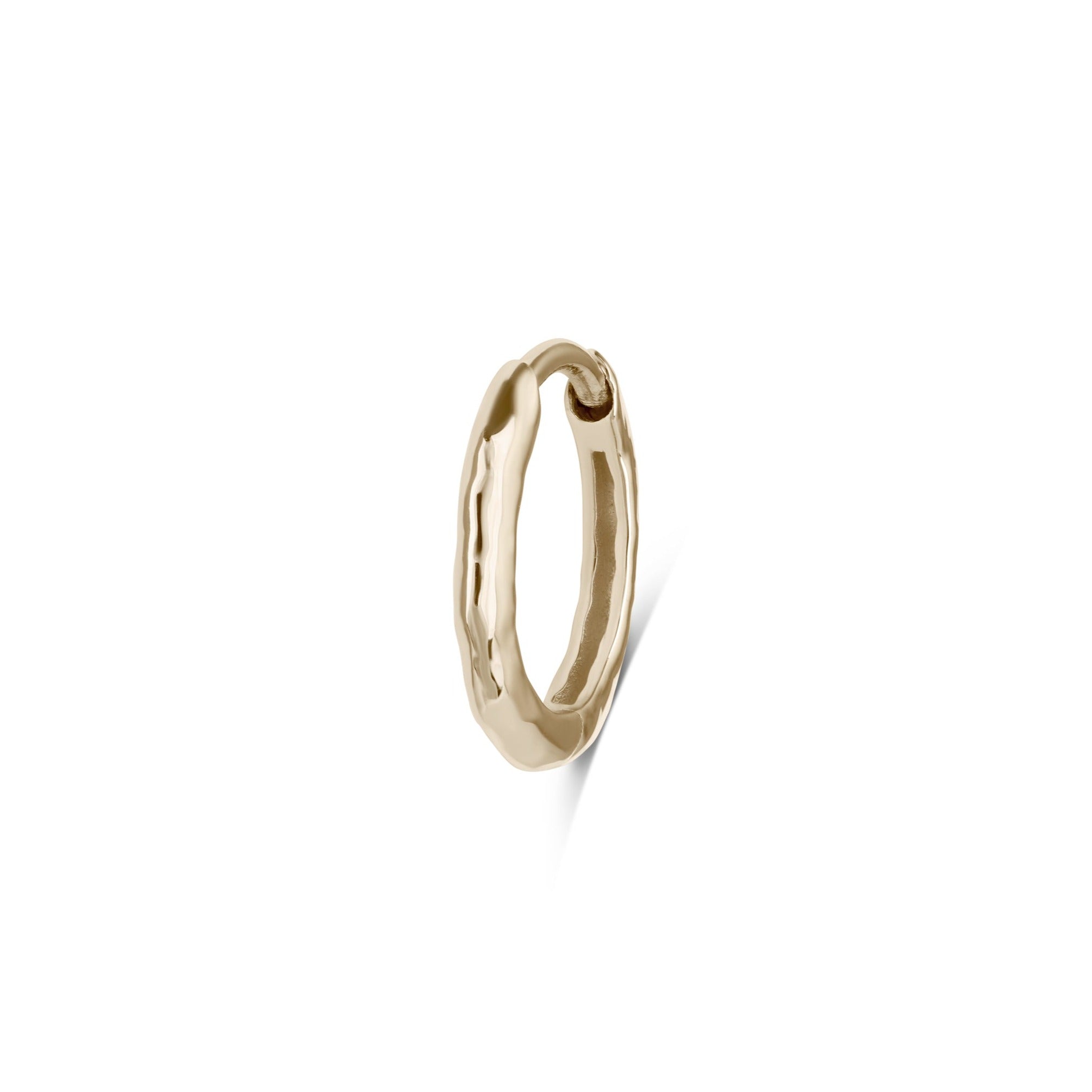 Hammered Huggie Hoop Earring 9k Gold