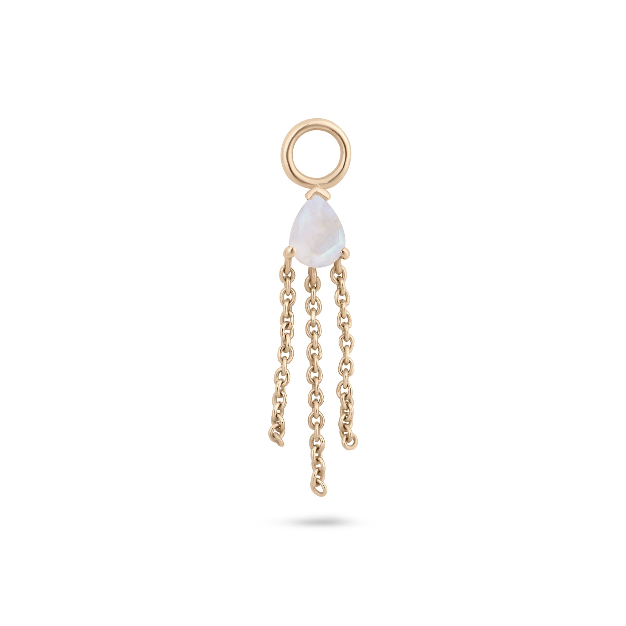 Moonstone Pear Chain Earring Charm 9k Gold