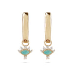 Amazonite & Diamond Hoop Earrings solid gold
