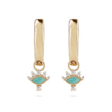 Amazonite & Diamond Hoop Earrings solid gold