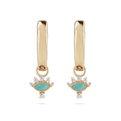 Amazonite & Diamond Hoop Earrings solid gold