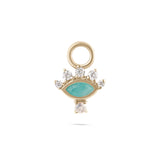 Amazonite, Diamond & Moonstone Earring Charm solid gold white background