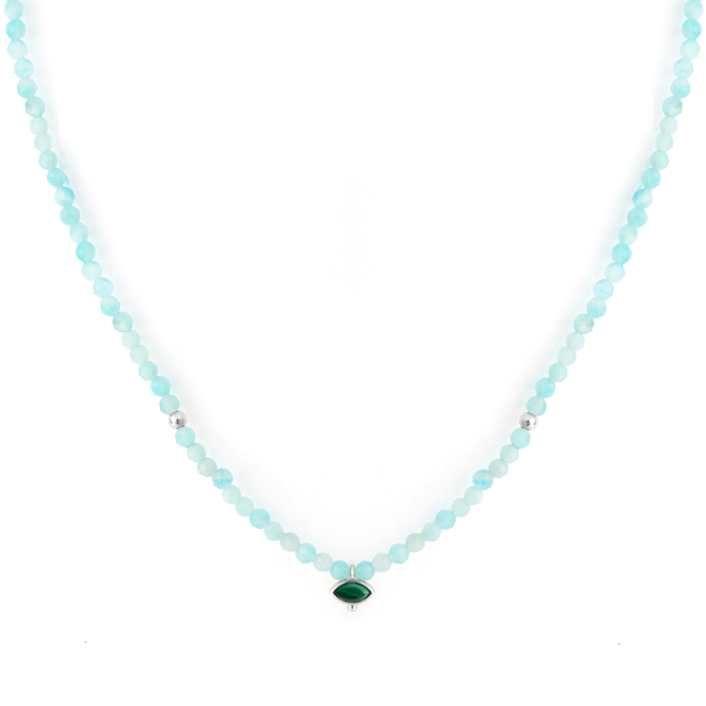 white background image of amazonite necklace