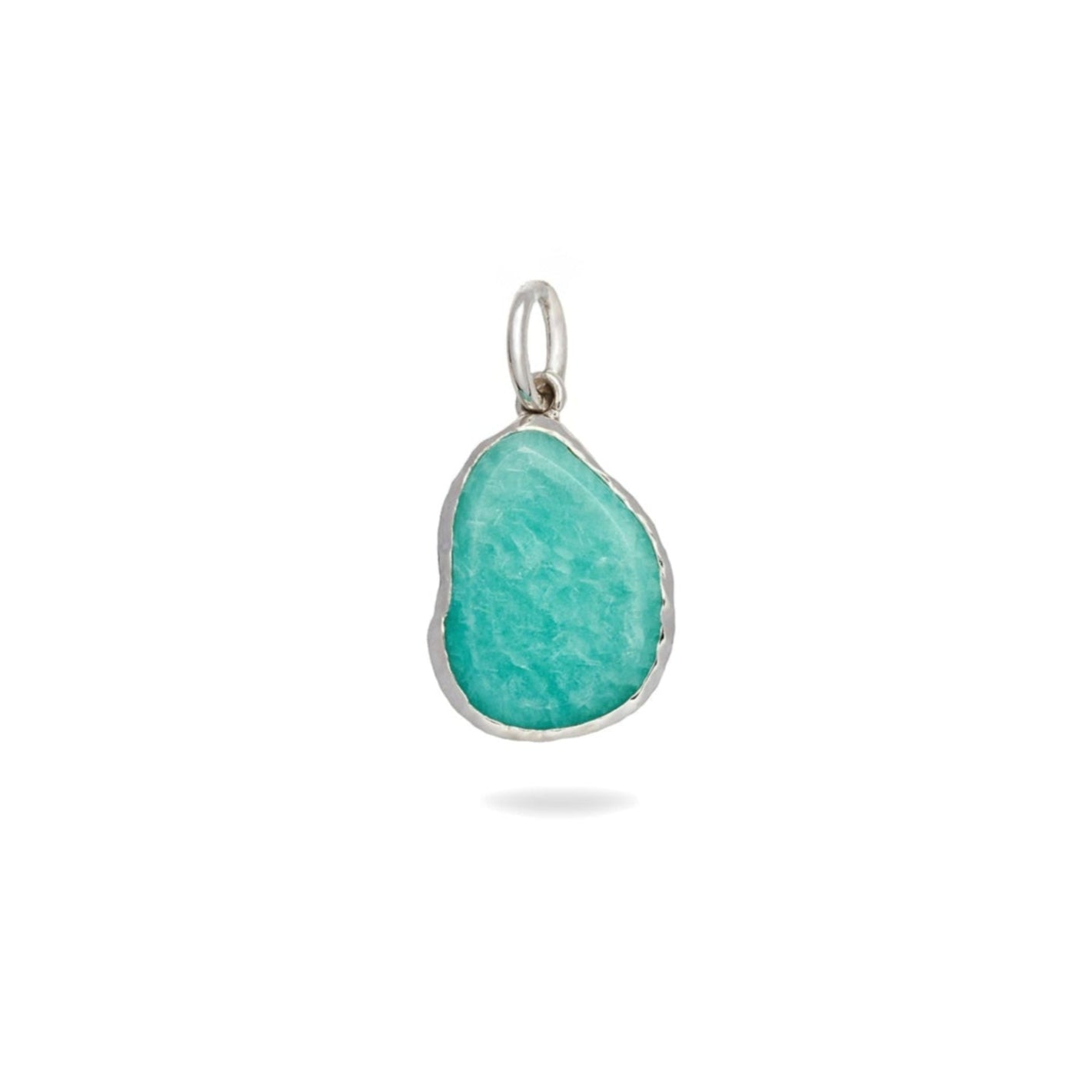 Amazonite Pebble Pendant Sterling Silver white background