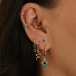 close up of gold ear stack including the Amazonite & White Sapphire Ear Cuff 14k Gold Vermeil
