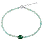Amazonite & malachite Bracelet sterling silver on white background