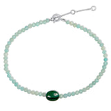 Amazonite & malachite Bracelet sterling silver on white background