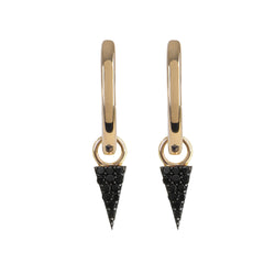 Black Diamond Spike Hoop Earrings 9k Gold