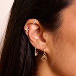 solid gold ear stack including the Beaded Flower Flat Back 9k Gold