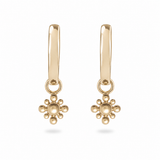 Beaded Flower Hoop Earrings 9k Gold