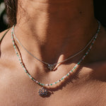Beaded Necklace Sterling Silver with the lotus pendant in sterling silver