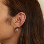 solid gold ear stack including the Celestial Diamond Star Stud Earring 9k Gold