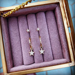 Celestial Diamond Star Stud Earring Pair 9k Gold in pink jewellery box