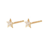 Celestial Diamond Star Stud Earring Pair 9k Gold on white background