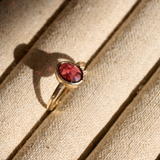 Rhodolite Garnet, Moonstone & White Sapphire Ring 9k Gold Sample