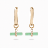 Chrysoprase T-Bar Hoop Earrings 9k Gold