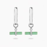 Chrysoprase T-Bar Hoop Earrings Sterling Silver