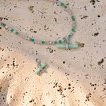 Chrysoprase T-Bar Earring Charm Sterling Silver and matching pendant on stone dish