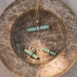 Chrysoprase T-Bar Pendant 9k Gold and matching charms in stone dish