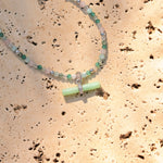 Chrysoprase T-Bar Pendant Sterling Silver on hard surface
