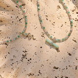 Chrysoprase T-Bar Pendant 9k Gold with Pastel Semi-Precious Beaded Necklace and snake pendant