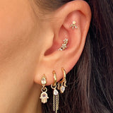 Diamond Star Cluster Flat Back Earring 9k Gold