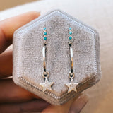 Mini Turquoise Trilogy Huggie Hoop Earring Pair Sterling Silver